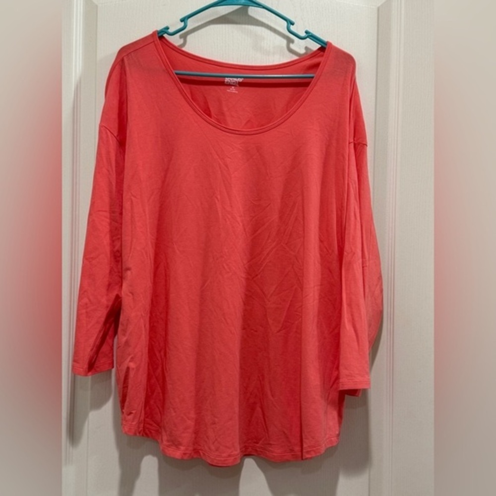 Lands' End Women's Long Sleeve Coral Top NWOT